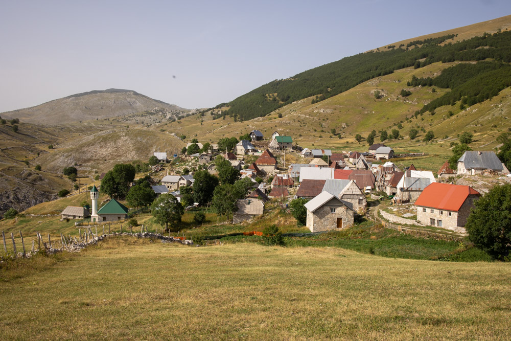 There are about 50 houses in Lukomir, made of stone and cherry woods roofs. 